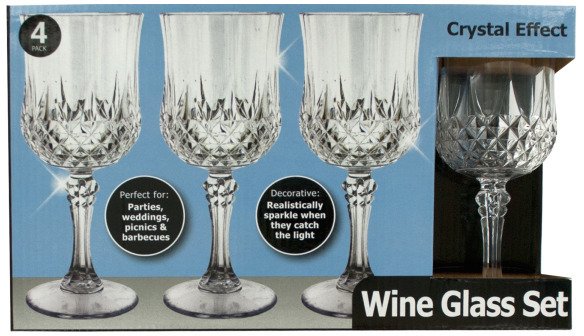 Crystal Effect Plastic Wine Glass Set---Set of 12