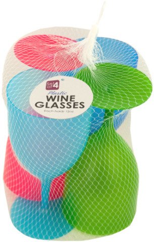 Colorful Plastic Wine Glasses Set Case Pack 4