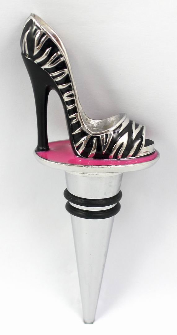 Wine Bottle Stopper-White & Black Zebra