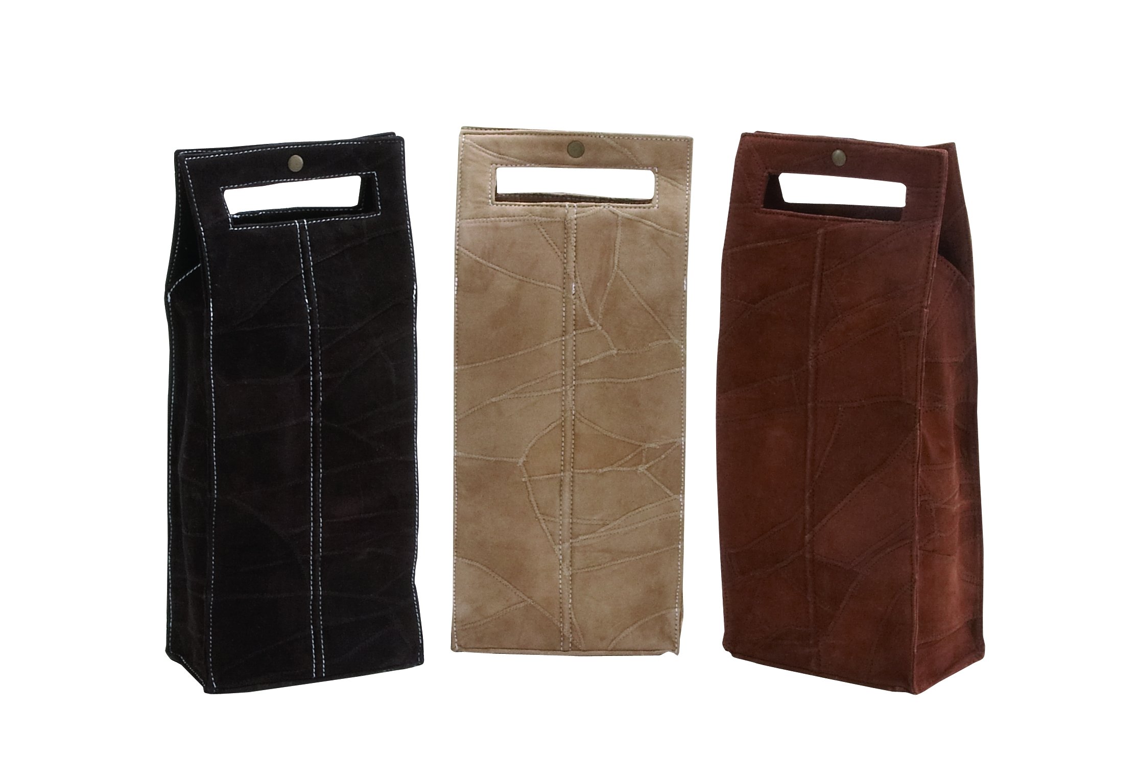 Fascinating Contemporary Styled Leather Wine Holder 3 Assorted