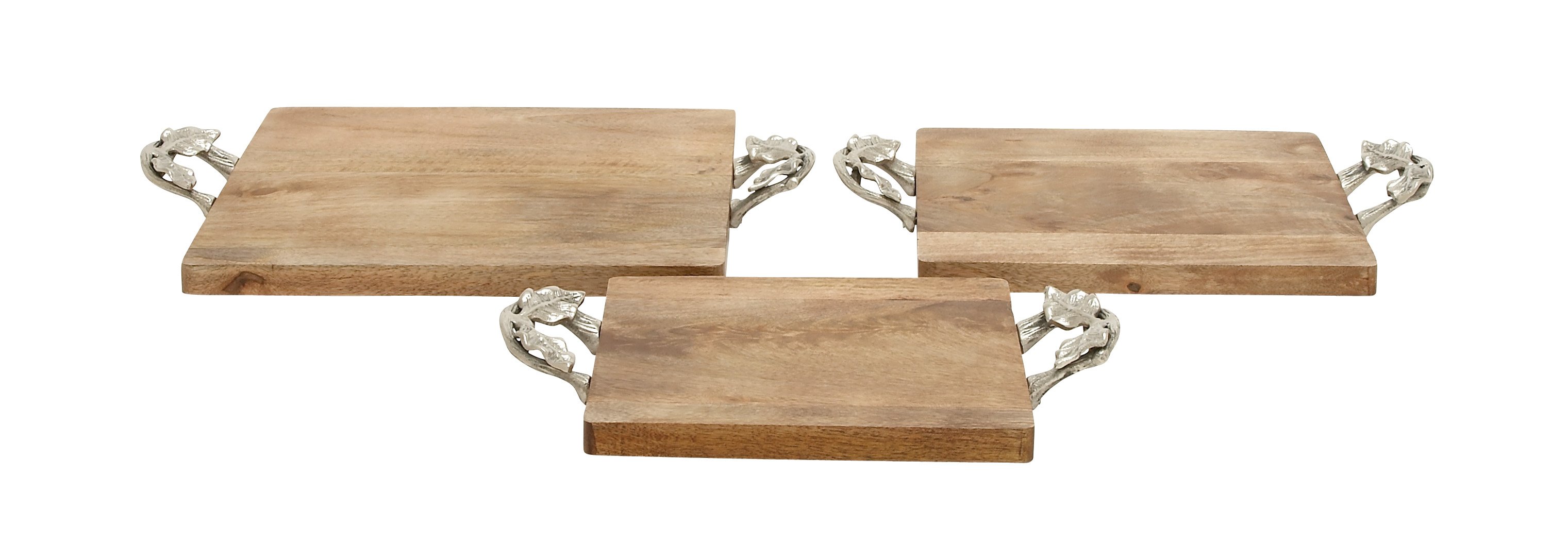 Designer Wood Metal Tray Set Of 3