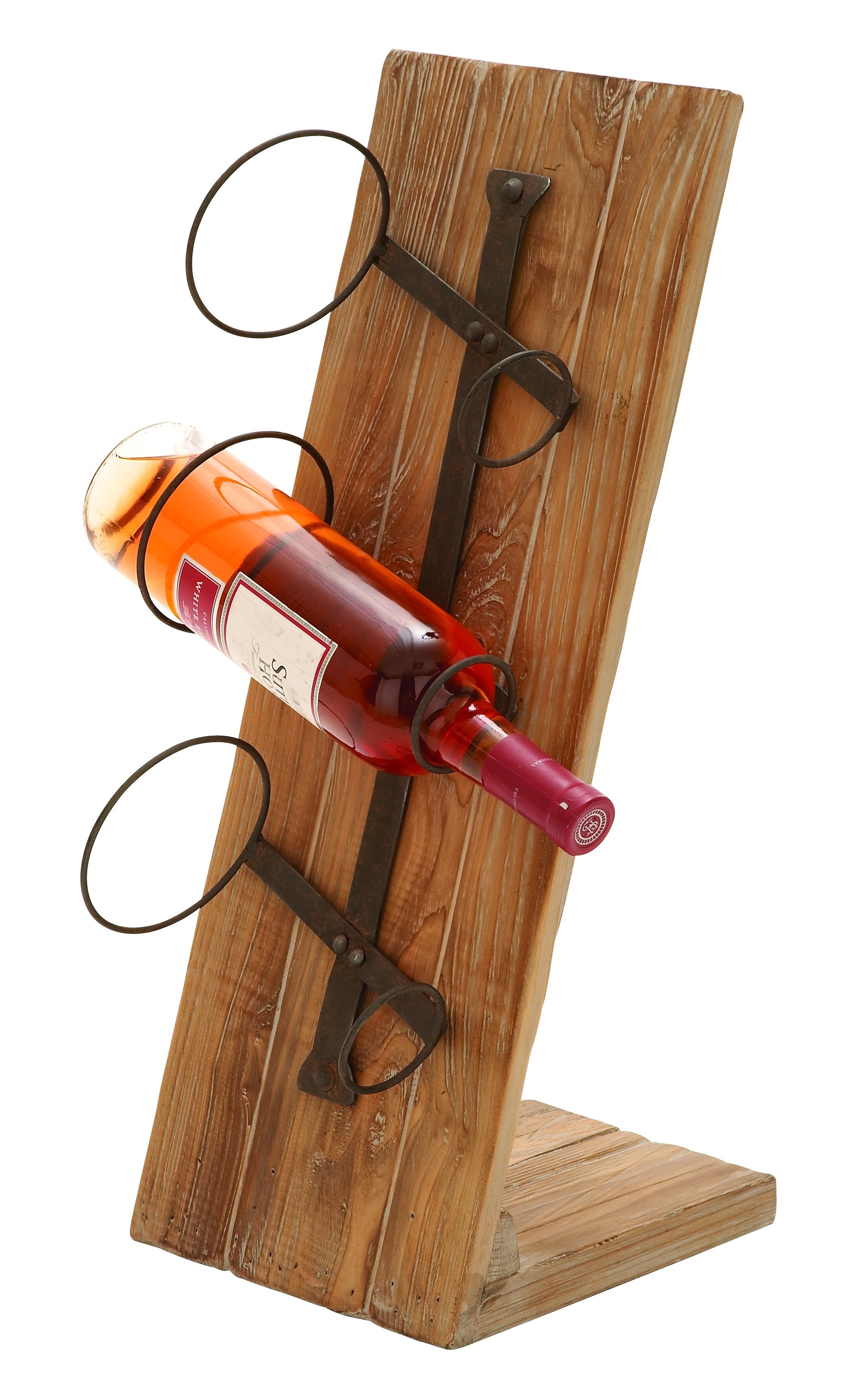 Table Top Reclaimed Wood & Metal Wine Holder