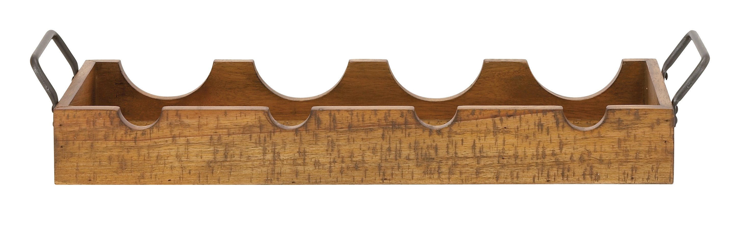 Remarkable Wood Metal Handle Wine Tray
