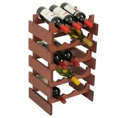 Dakota 15 Bottle Natural Wood Countertop Stacking Wine Bottle Rack (Color: Mahogany)