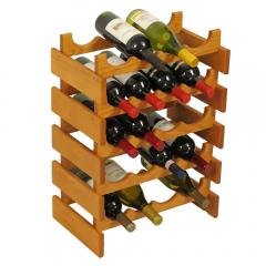 Dakota 20 Bottle Natural Wood Stacking Wine Bottle Rack (Color: Medium Oak)