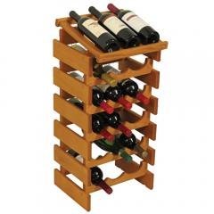 Dakota 18 Bottle Natural Wood Stacking Wine Bottle Storage (Color: Medium Oak)