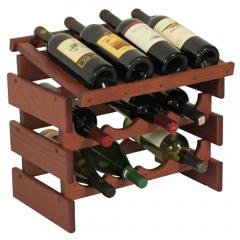 Dakota 12 Bottle Natural Wood Stacking Wine Bottle Holder (Color: Mahogany)