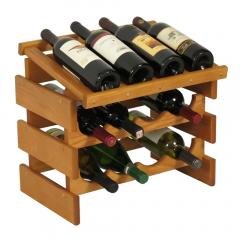 Dakota 12 Bottle Natural Wood Stacking Wine Bottle Holder (Color: Medium Oak)