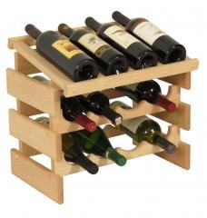 Dakota 12 Bottle Natural Wood Stacking Wine Bottle Holder (Color: Natural Unfinished)