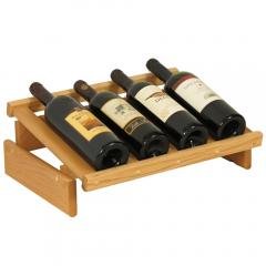 Dakota 4 Bottle Natural Wood Countertop Wine Bottle Holder (Color: Light Oak)