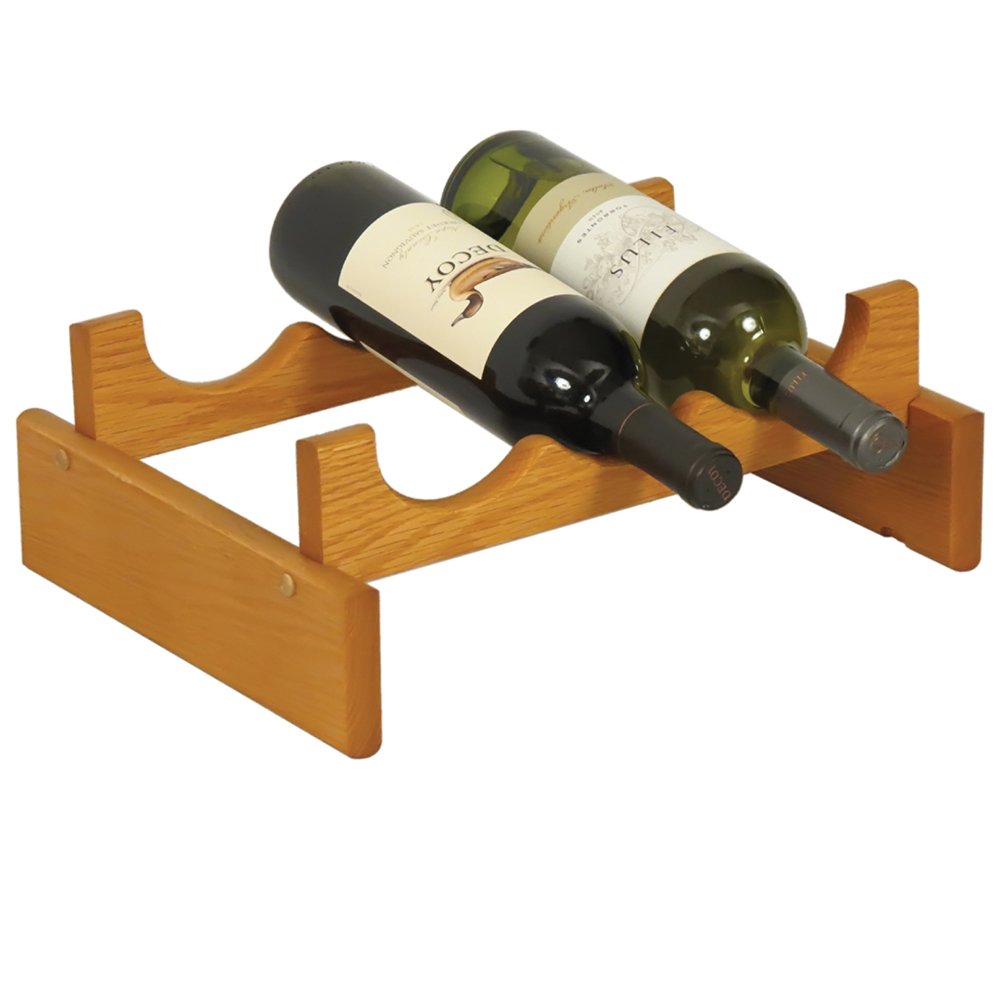 Dakota 3 Bottle Stacking Countertop Wine Bottle Rack (Color: Medium Oak)